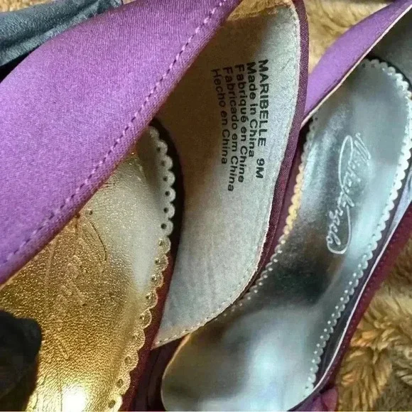 Michaelangelo Maribelle Women Size 9M Purple Satin Peep Toe 4" Heel Shoes SH05 - Picture 10 of 11